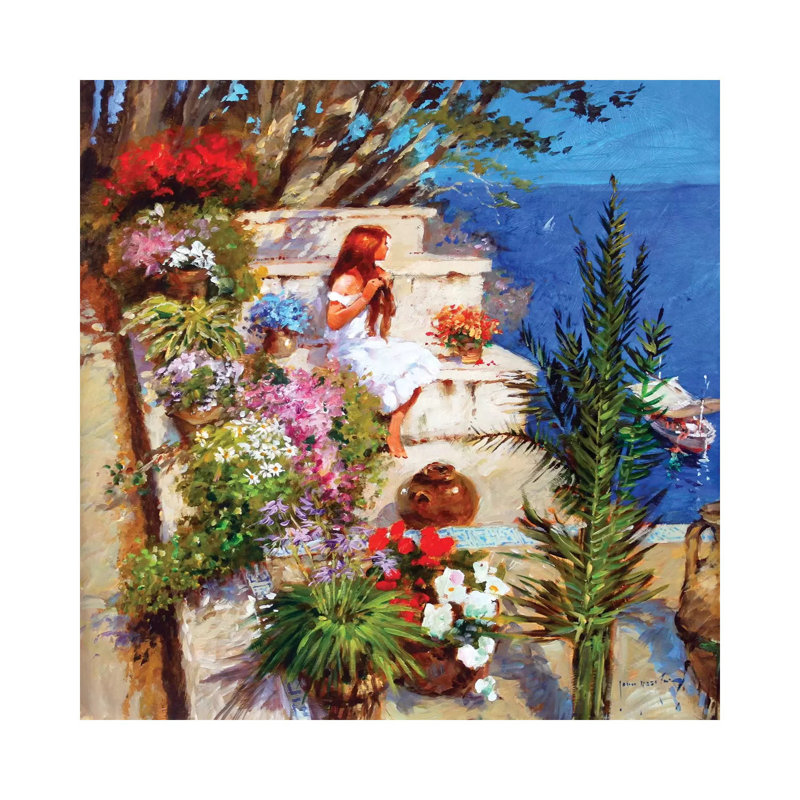 Mallorcan Terrace 1 Piece Painting on Canvas, 66.04cm H x 66.04cm W x 1.9cm D, Wrapped Canvas