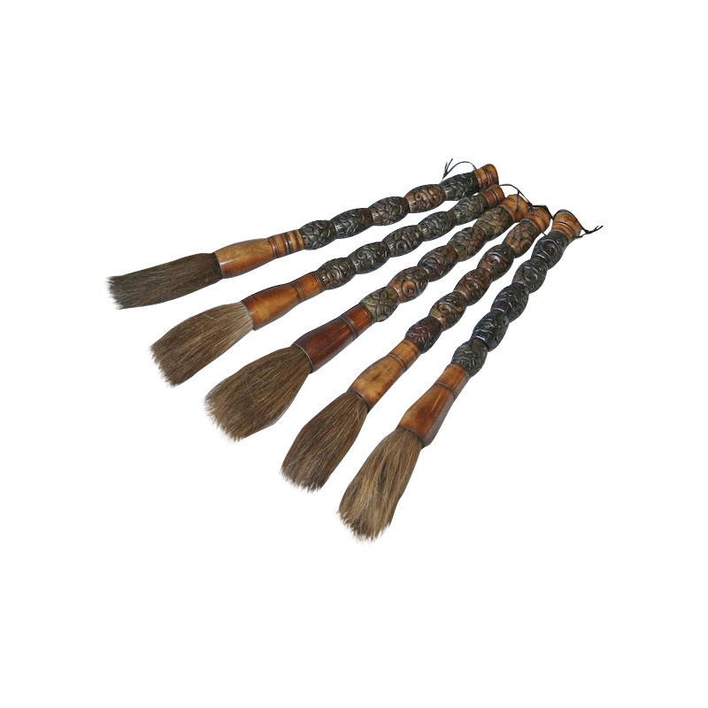 Jade Bamboo-shaped Calligraphy Brush Sculpture, White, 1'' H x 1'' W x 12'' D