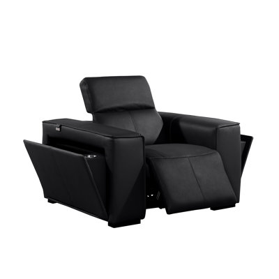 Top Grain Italian Leather Power Reclining Arm Chair with Power Headrests by Hokku Designs