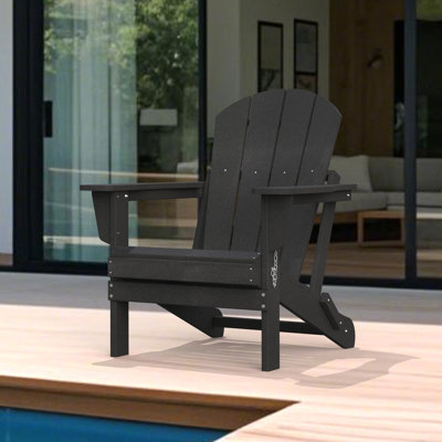 HDPE Folding Adirondack Chair, Weather-Resistant Outdoor Garden Chair