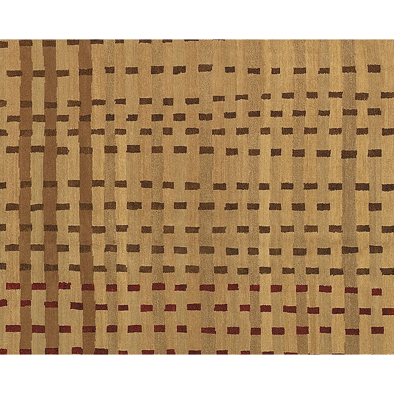 Rag Striped Area Rug in Beige/Brown/Red, Rectangle 6' x 9'