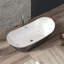 Baignoire de trempage en acrylique de 67 pouces, baignoire autoportante moderne pour adultes avec dossier incliné, drain et trop-plein chromés, certifié cUPC, installation facile, baignoire ovale blanche