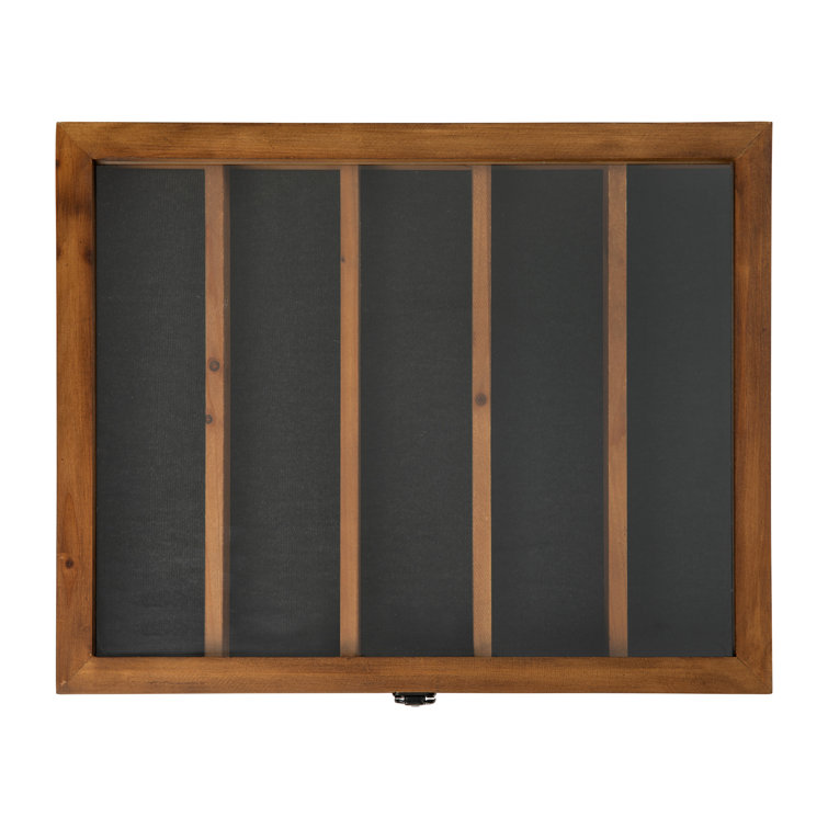 Flash Furniture Wall Mounted 24 in Solid Pine Wood Storage Rack with Upper Shelf in Brown
