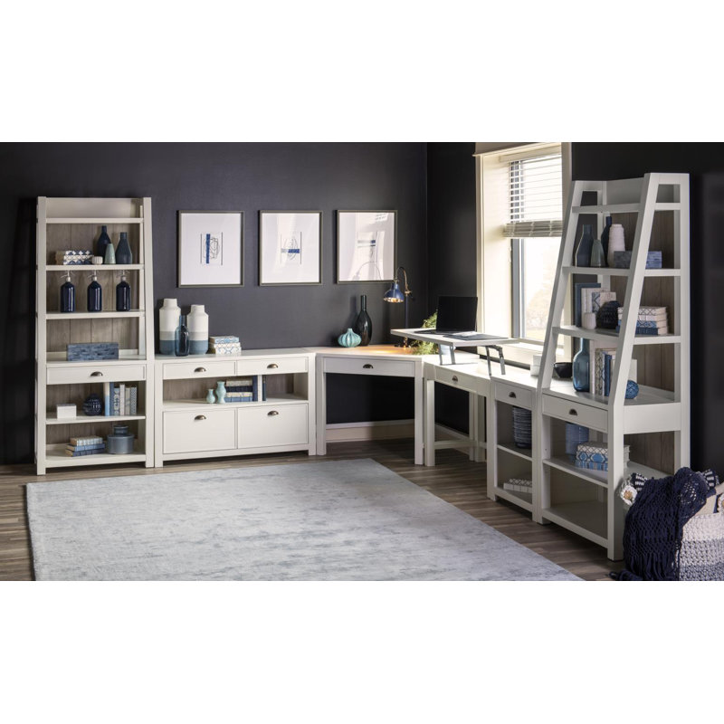 Ivory Poplar Wood Lift-Top Home Office Desk