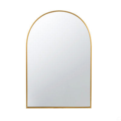 Arched Accent Mirror With Gold Metal Frame