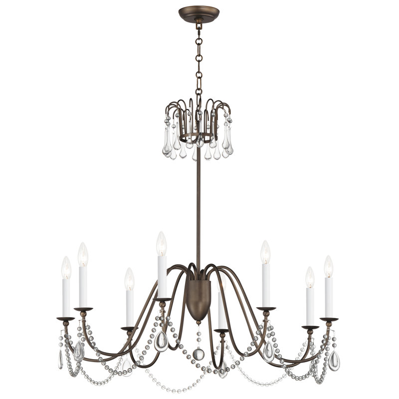 8 - Light Dimmable Classic / Traditional Chandelier, Gold Leaf
