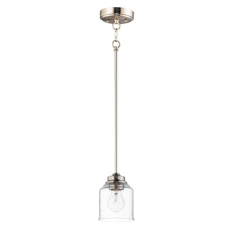 Luminaire suspendu en forme de dôme à 1 lumière Nunez, Nickel satiné