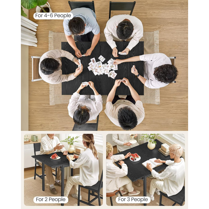 Brimmer Metal Base Dining Table, Black, Black