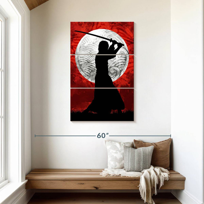 Leisha Samurai Moon Red, 45" H x 28" W