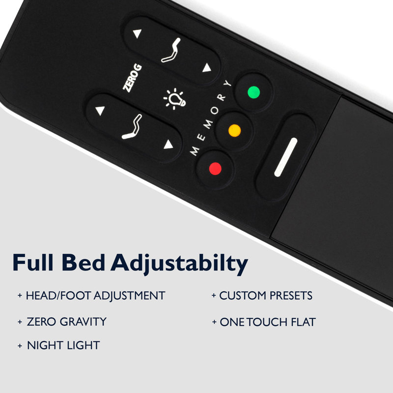 Alex Base Zero Gravity Adjustable Bed with Wireless Remote, Full / Double