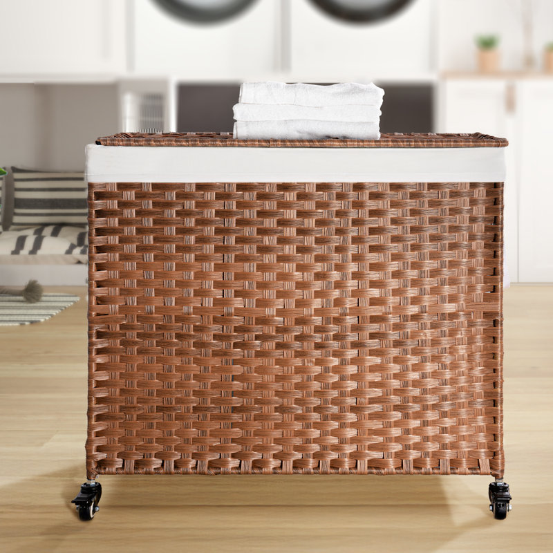 Wicker Laundry Hamper with Handles, Brown