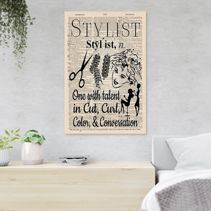 Fille et outils de coiffure - Stylist One With Talent In Cut Curl Color & Coversation - 1 pièce, impression d'art graphique rectangulaire sur toile tendue