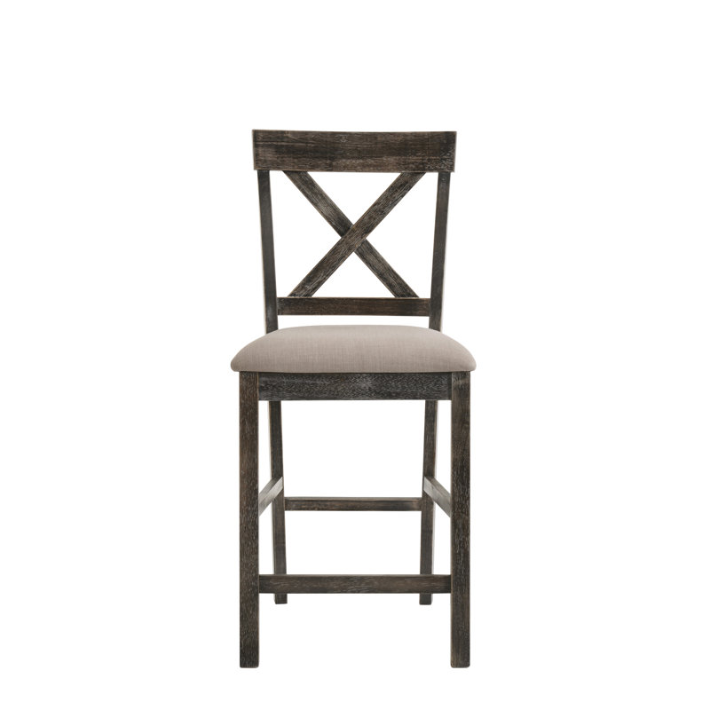 Ensemble de chaises à hauteur de comptoir Martha II en lin brun clair et gris vieilli (ensemble de 2)