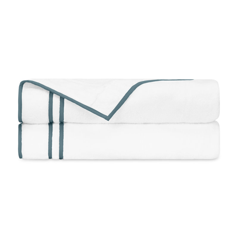 Ribbons Bath Towel Set, White/Teal