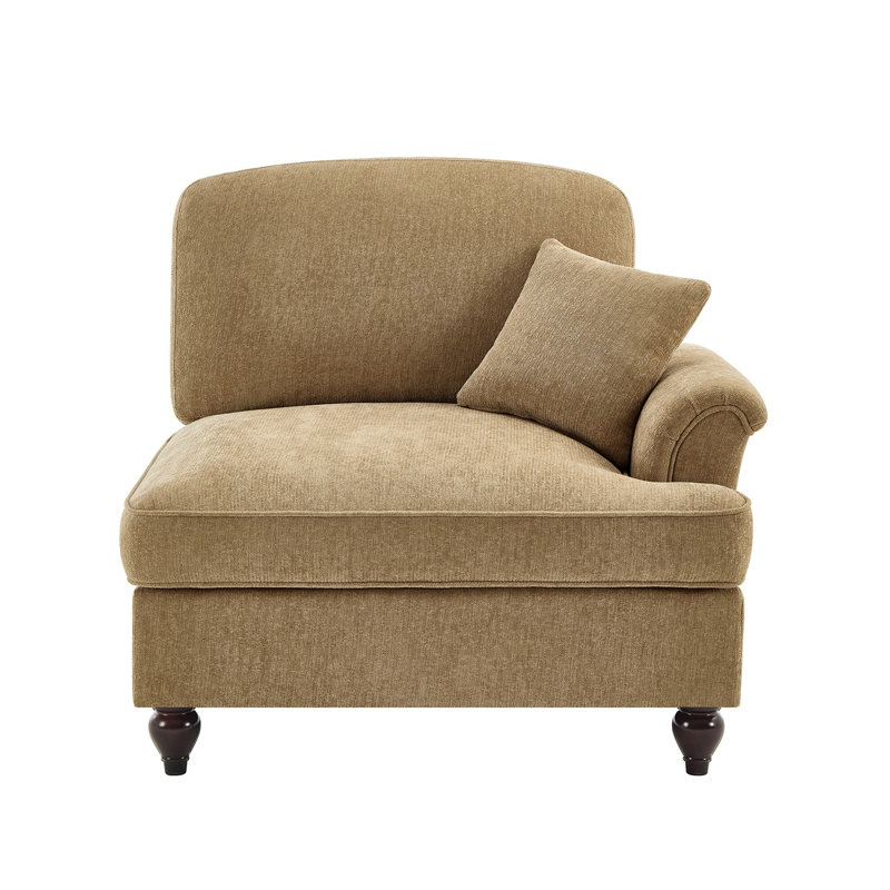 Canapé en chenille avec 1 coussin, Café clair