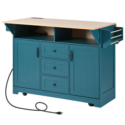 55.7'' Large Kitchen Island With 2 Drop Leaf