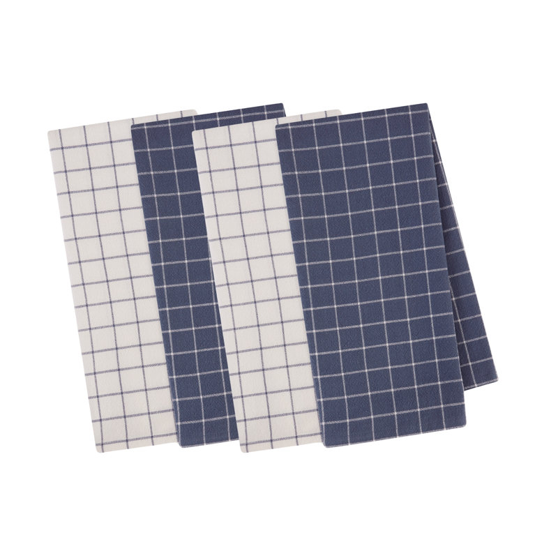 Printed Microfiber Dishtowel Set/4, Blue Indigo