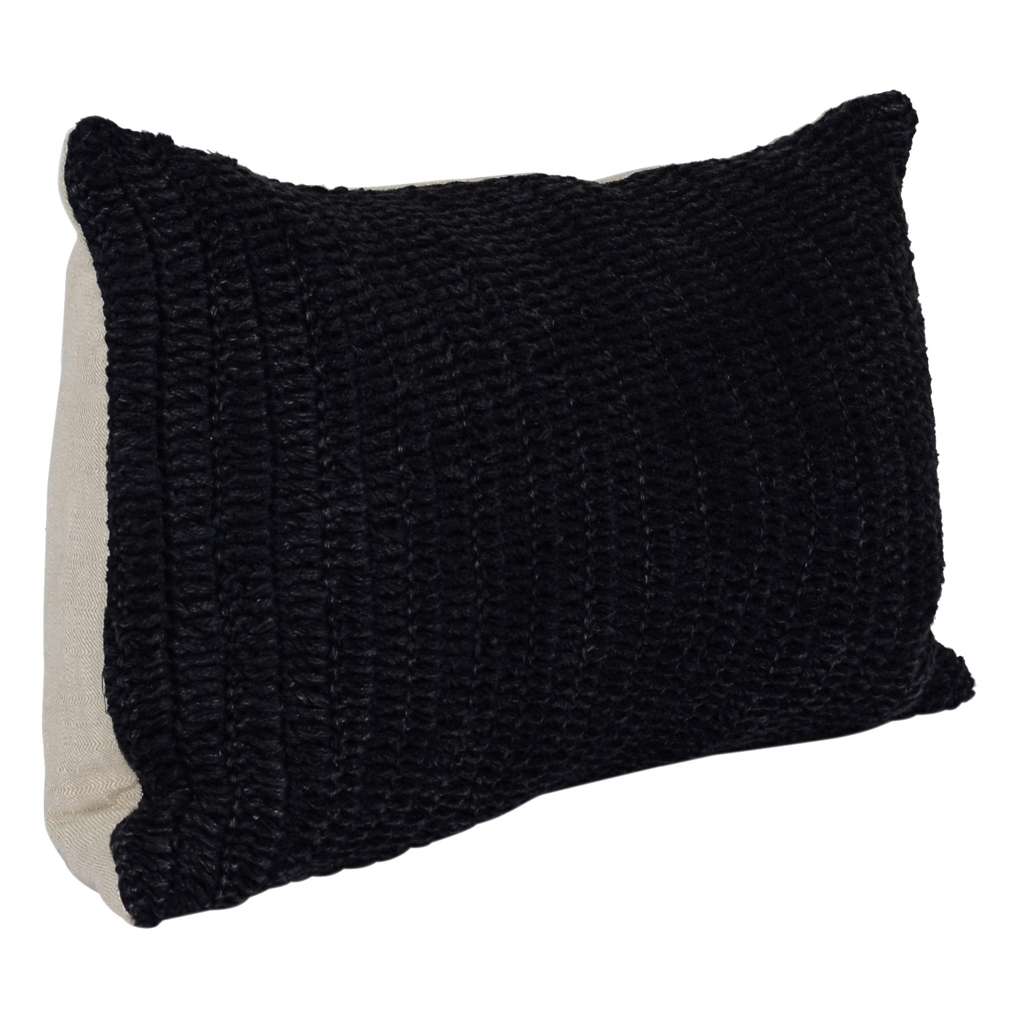 Dalenna Cotton Pillow Cover & Insert, Black, Rectangle, 14" x 26"