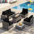 7-pieces Patio Furniture Set With 44" Propane Gas Fire Pit Table-120553554-120553565
