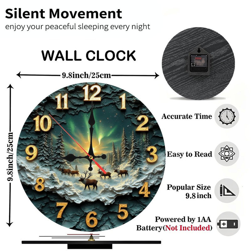 Horloge murale renne d'hiver