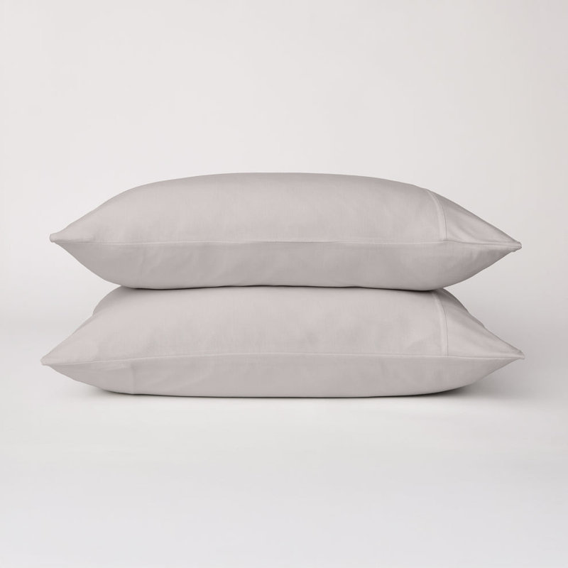 Ensemble de taie d'oreiller en jersey de bambou Cloudten - très grand (gris clair), Gris clair, Très grand