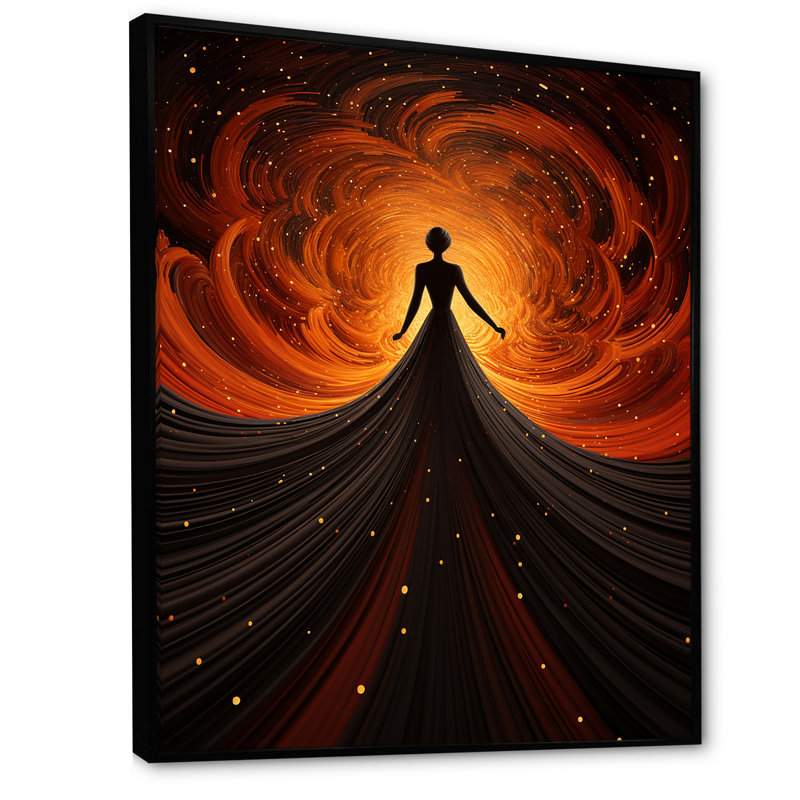 «Red Dancing Woman Dress - Dance», art mural, Cadre flottant noir, H 40 po x l 30 po x P 1,5 po