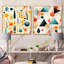 Ensemble de 2 collages carrés multicolores à motif géométrique Mid-Century II-1876645848-1876645849