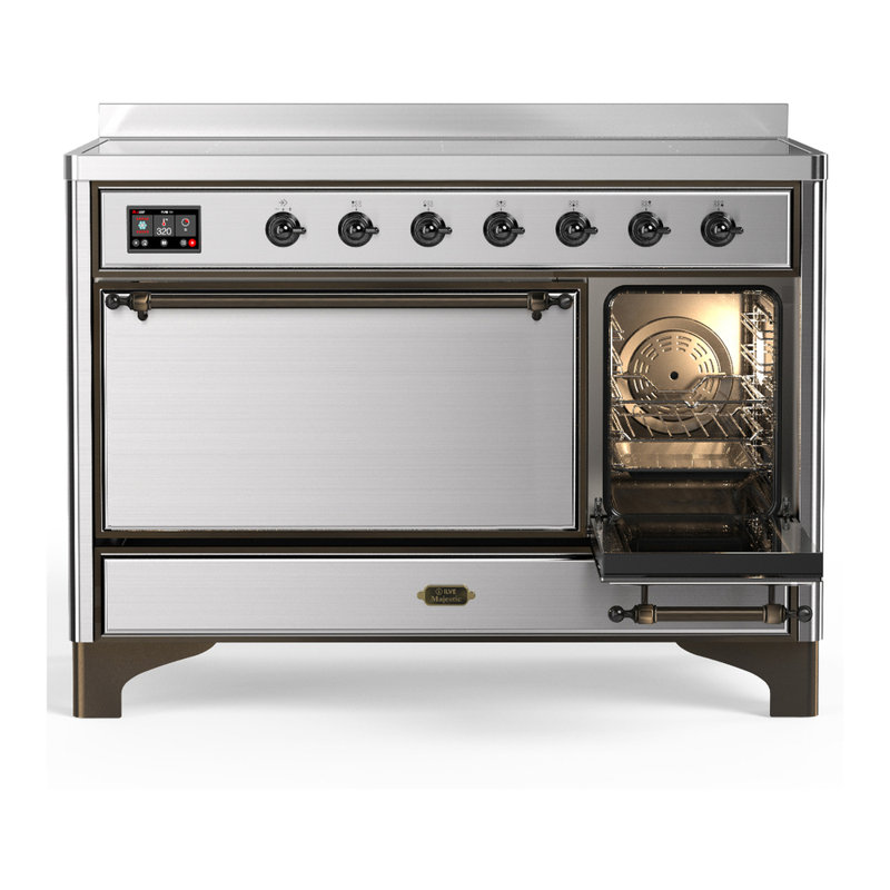 Majestic III Series 48 Inch Induction Range with 6 Induction Elements in Antique White (Chrome Trim), Burnished