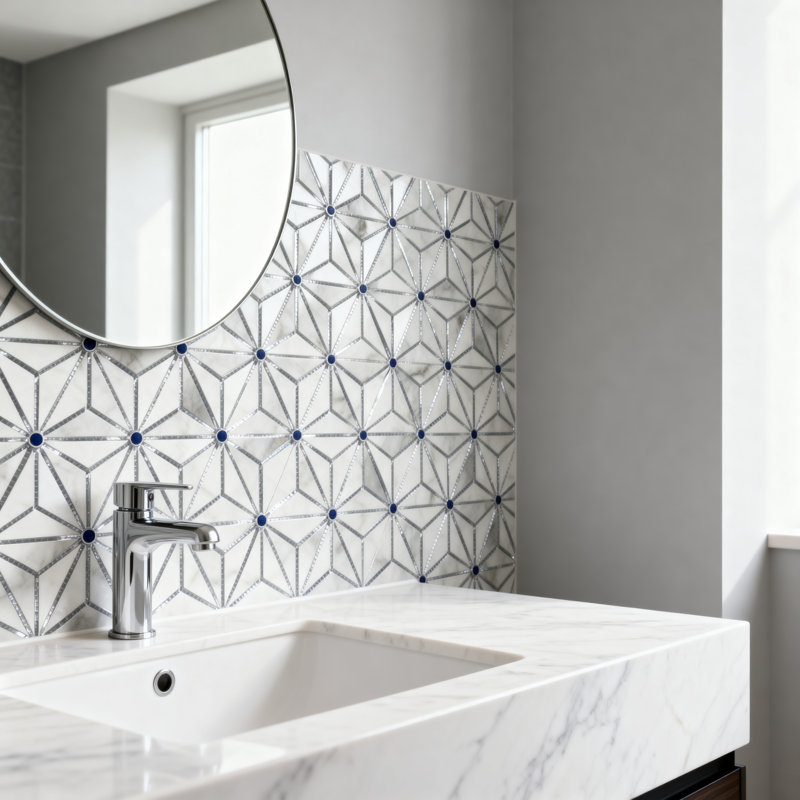 Art Deco 6" x 7" Glass Mosaic Tile