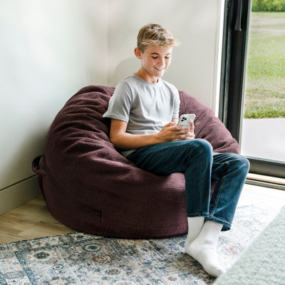 Big Joe Fuf Foam Bean Bag Chair with Removable Cover for Kids, Teens, Merlot Cloudweave, Large Reading and Gaming Seat