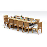 11 Pcs Grade-A Teak Wood Dining Set: 118" Double Extension Mas Oval Trestle Leg Table And 10 Giva Armless Chairs #11GV2700