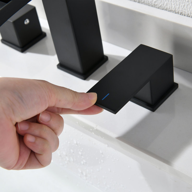 Widespread 2-handle Bathroom Faucet with Drain Assembly, Matte Black