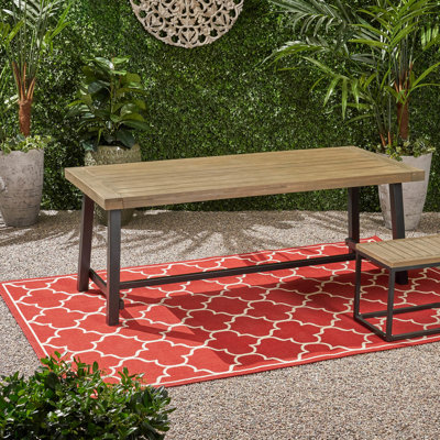 Table de salle à manger d'extérieur en bois - aspect industriel moderne, gris avec accents gris et noir