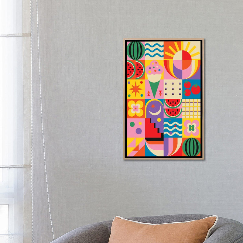 «Summer Time», reproduction d'art sur toile encadrée, H 26 po x l 18 po, Toile à cadre flottant sans passe-partout, Beige