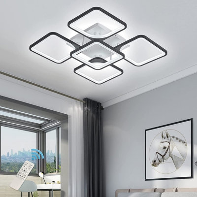 Flausch 5-Light 60cm Modern Ceiling Light, Dimmable LED Flush Mount with Remote, Squares Acrylic Chandelier