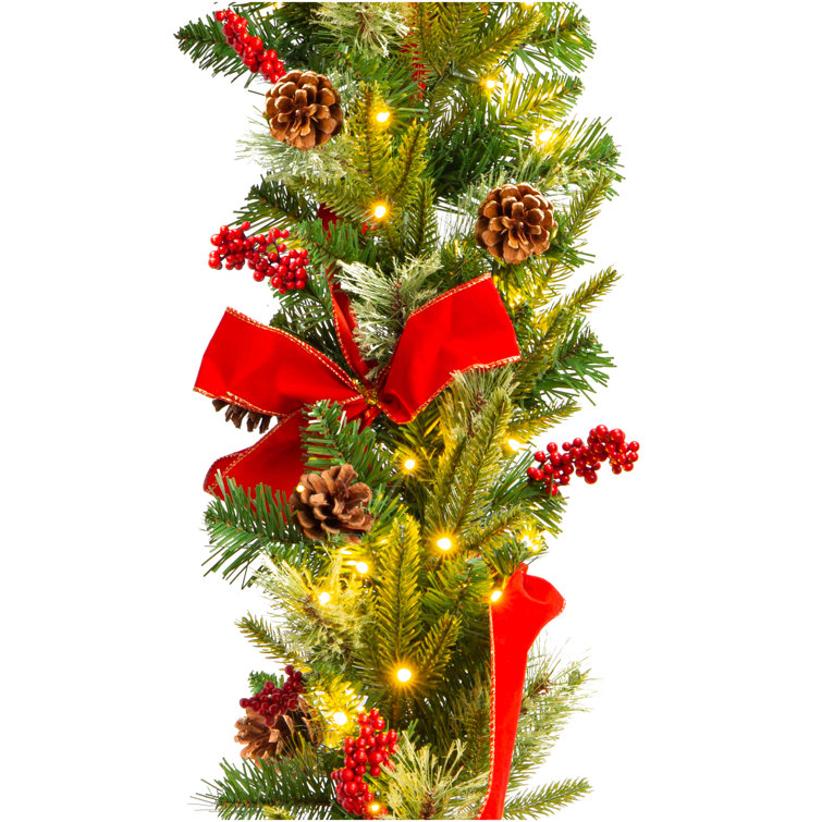 9' Pine Cones Pre-Lit Garland with 100 Warm Lights