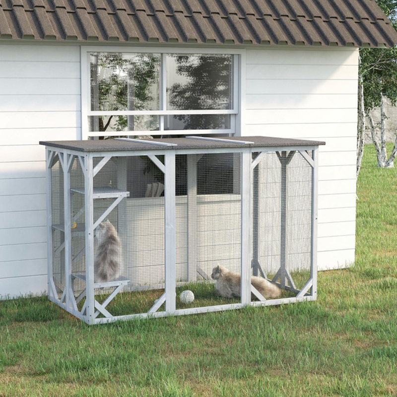 Grande cage d'extérieur en bois pour chat