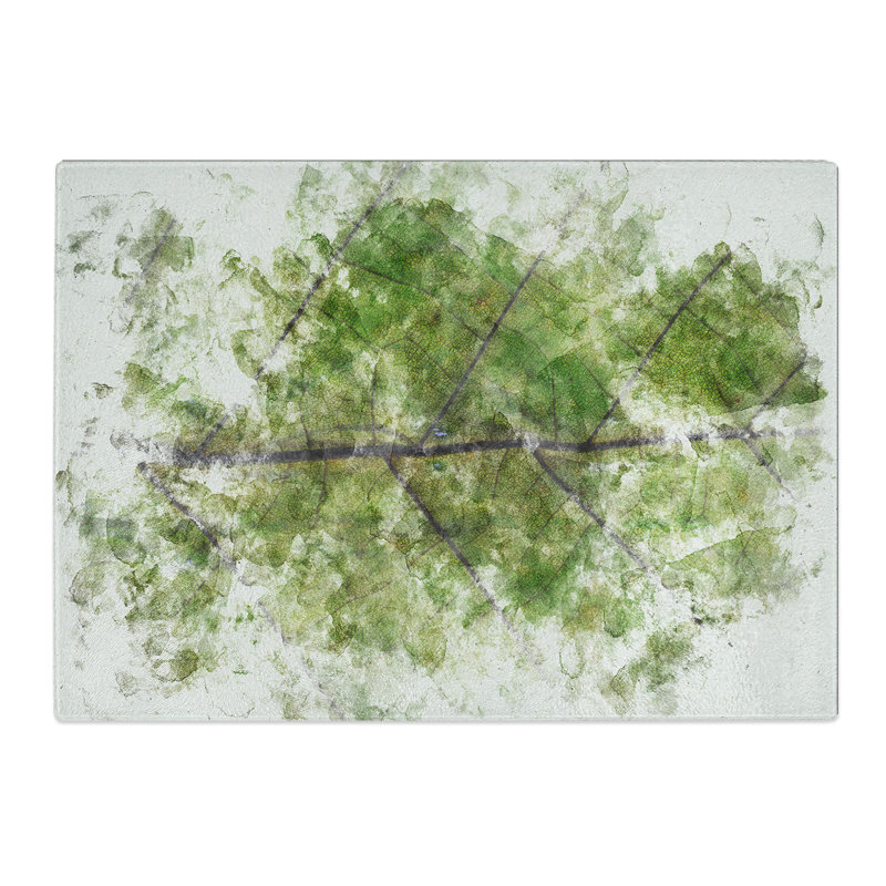 Tempered Glass Leaf Lines Chopping Board, 28.5 cm x 39 cm