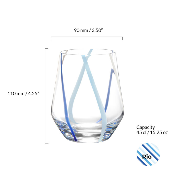 Rio 450ml Handmade Highball Glass Set, Blue