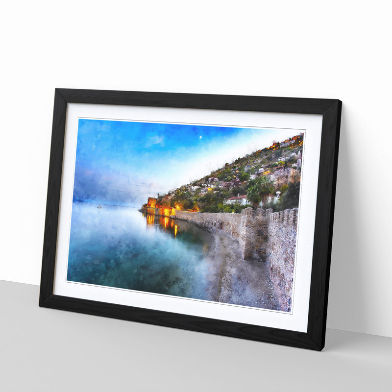 Alyana In Turkey At Night - Picture Frame Painting, 45cm H x 63cm W x 2cm D, Black