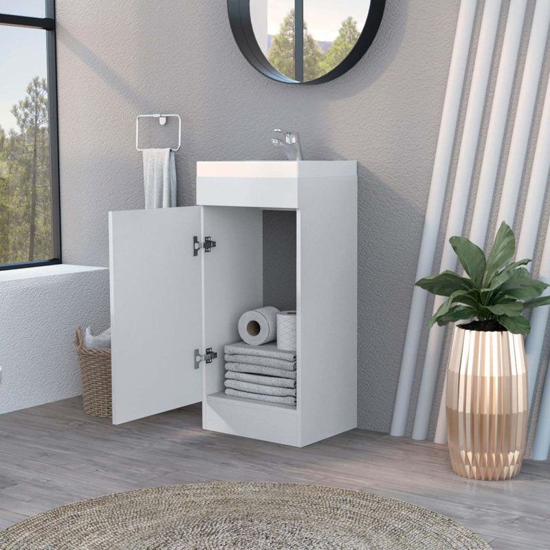 Lavabo de meuble-lavabo blanc à 1 porte