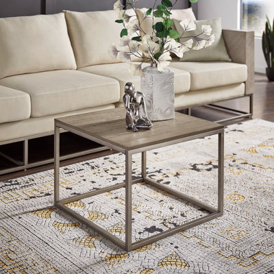 Table de bout carrée moderne Taisei - finition bois de grève gris