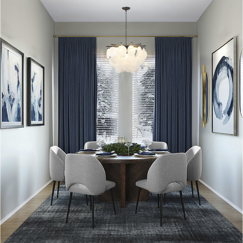 Transitional 7 Light Frosted Glass Petal Chandelier 