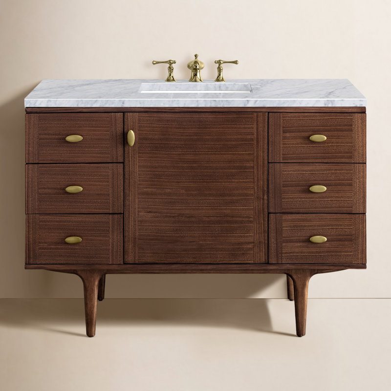48'' Single Bathroom Vanity with Top, Carrara White, 8" Widespread