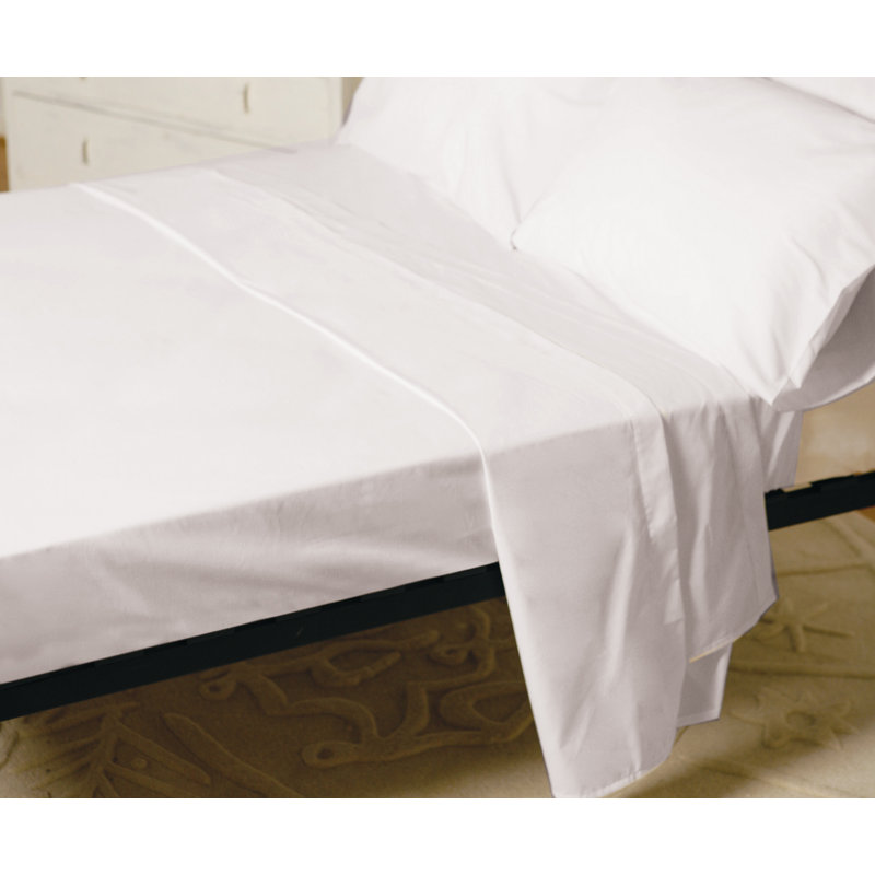 Plain Dye 200 TC Egyptian-Quality Cotton 100% Cotton Percale Fitted Sheet, Kingsize (5'), White