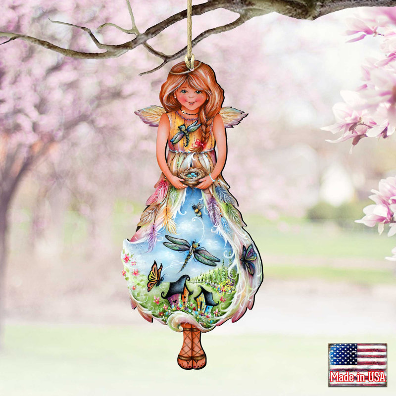 5'' Handmade Solid Colour Wood Shatterproof Hanging Figurine Ornament