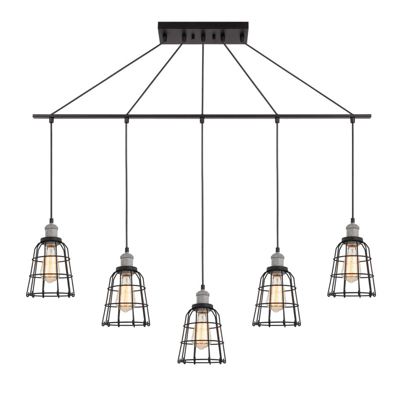 Pinnix 5 - Light Kitchen Island Pendant, Antique Brass/Bronze
