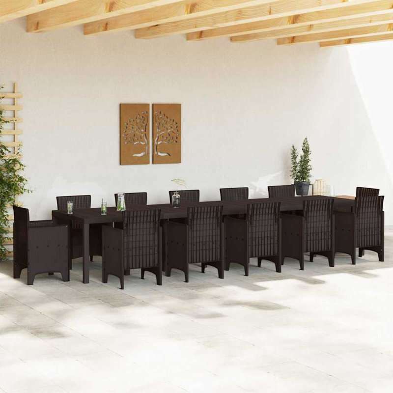 Table de jardin vidaXL en rotin de polyester brun 157,48 x 39,37 x 28,74 po, Brun