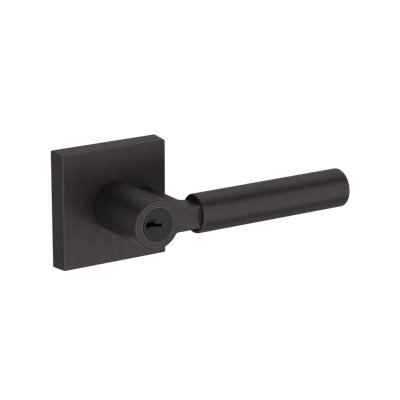 Lake Forest Keyed Entry Lever with Contemporary Square Rose in Lifetime (PVD) Polished Nickel