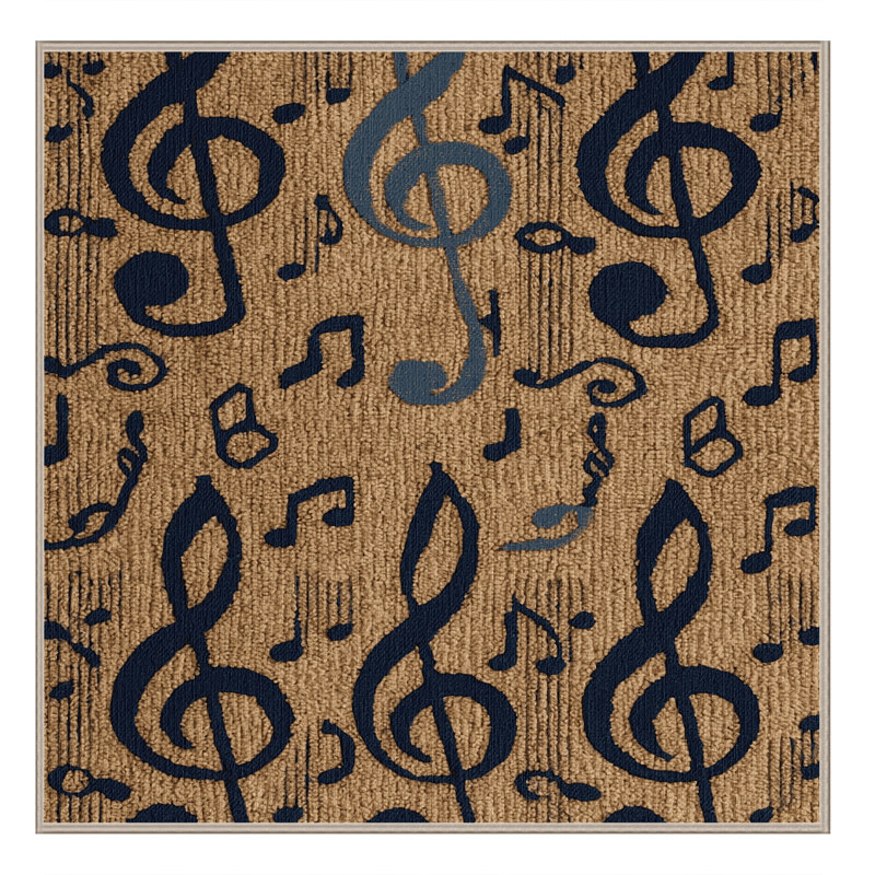 Washable Treble Clef and Bass Clef Designs Music Area Rug, Rectangle 3' x 5'